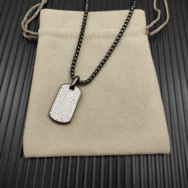 David Yurman Black and Gold Pav&Atilde;&copy; White Diamond Logo Necklace