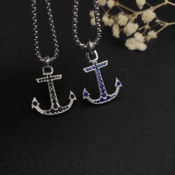 David Yurman Maritime Anchor Blue Diamond Necklace