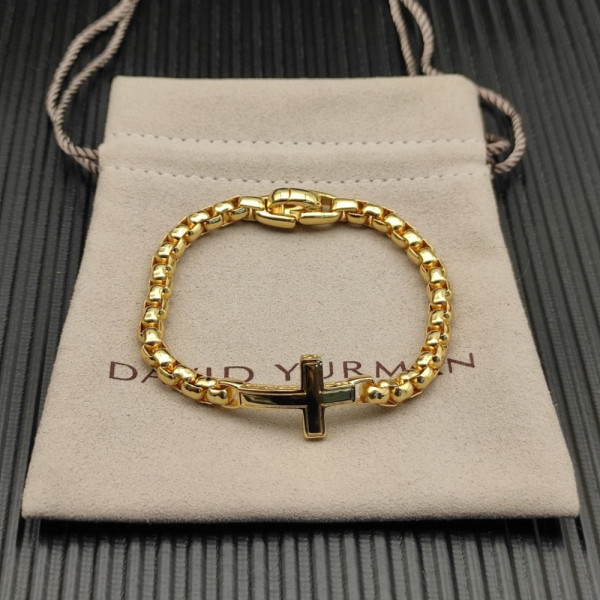 David Yurman Gold 5mm Box Chain Cross Bracelet