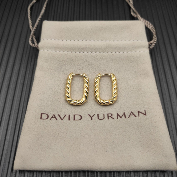 David Yurman Gold 24.3&Atilde;15.9mm Cable Twist Hoop Earrings