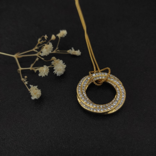 David Yurman 30mm Gold Tone Round Pav&Atilde;&copy;-Crystal Necklace