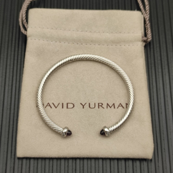 David Yurman 4mm Sterling Silver Purple Diamond Bangle Bracelet