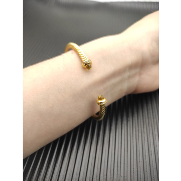 David Yurman 4mm Gold Yellow Diamond Bangle Bracelet