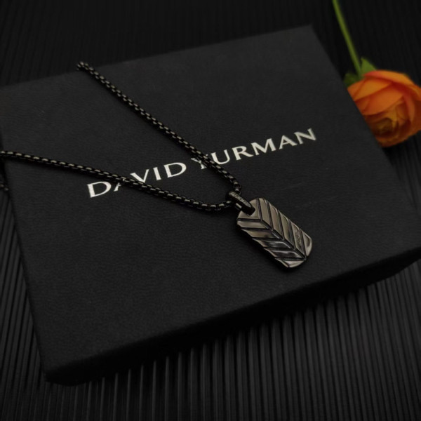 David Yurman Black and Gold Pav&Atilde;&copy; White Diamond Logo Necklace
