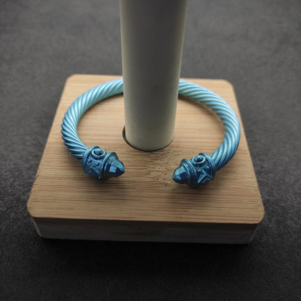 David Yurman 7mm Light Blue Colorful Enamel Cuff Bracelet, Fits Wrist Size 16cm - 20cm