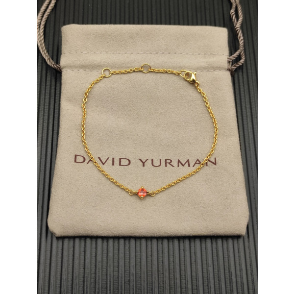 David Yurman 4mm Gold Single Stone Red Diamond Bracelet