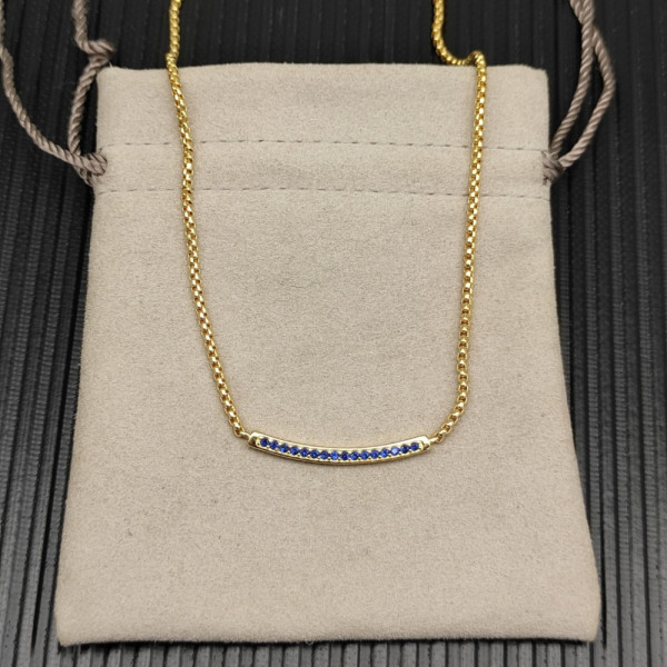 David Yurman 1.7mm Pav&Atilde;&copy; Bar Blue Diamond Necklace