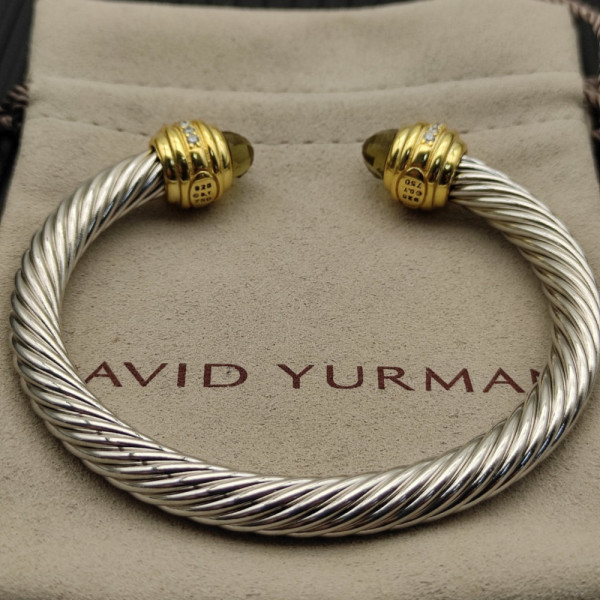 David Yurman 7mm Gold Gemstone Head Brown Diamond Bracelet, Fits Wrist Sizes 16&acirc;20cm