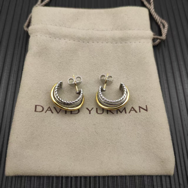 David Yurman 19.5mm Gold and Silver Shrimp Hoop Earrings