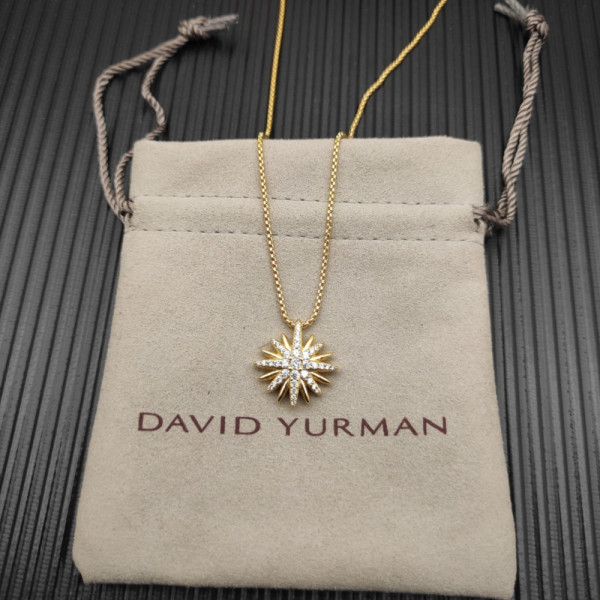 David Yurman Gold 19mm Sunflower Pendant Necklace