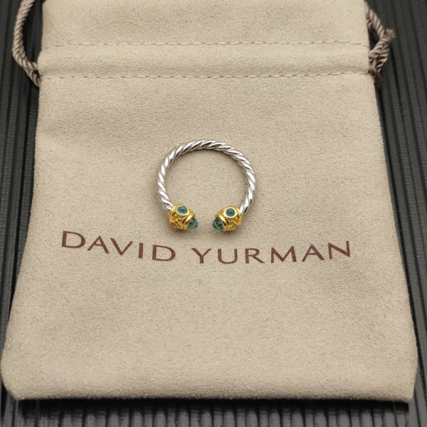David Yurman 2.3mm Gold and Silver Renaissance Blue Diamond Pav&Atilde;&copy; Ring
