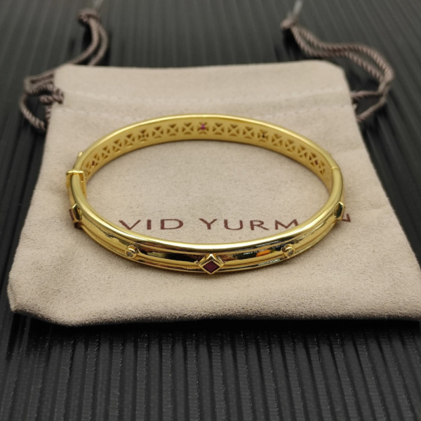 David Yurman 8mm Gold Pav&Atilde;&copy; Red Diamond Renaissance Band Bracelet