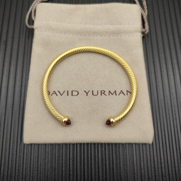 David Yurman 4mm Gold Red Diamond Bangle Bracelet