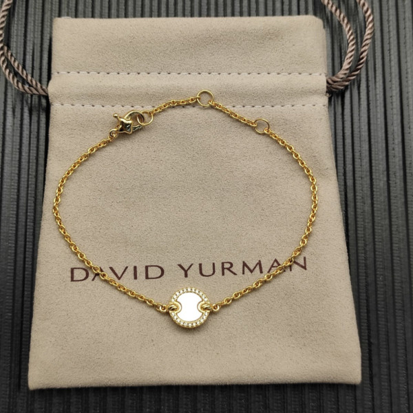 David Yurman Gold Pav&Atilde;&copy; Mother of Pearl Round Charm Bracelet