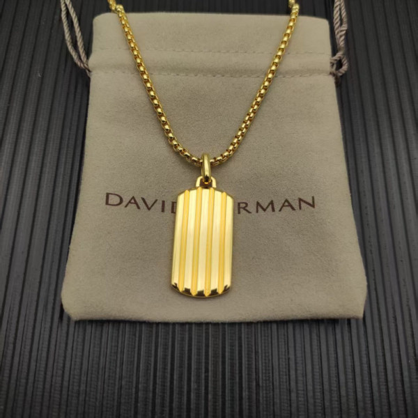 David Yurman Gold Streamlined Rectangular Tag Necklace