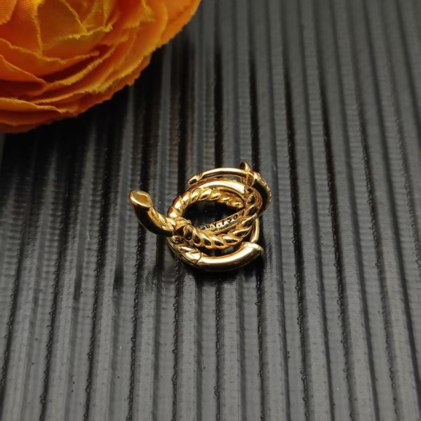 David Yurman 12.4mm Gold Diamond Wrap Single Wire Earrings