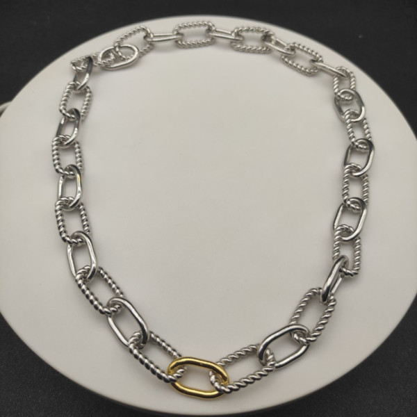 David Yurman Silver and Gold Madison Chain Necklace