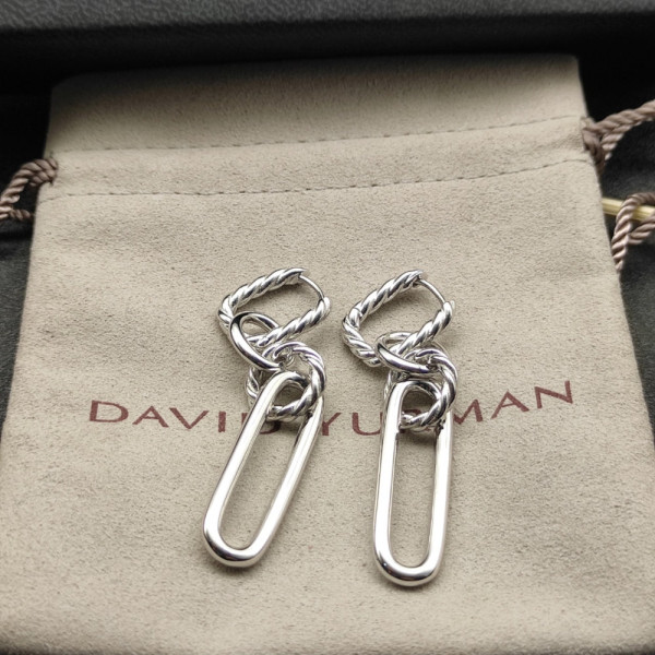 David Yurman Silver Four-Ring Earrings, 53.5mm Length