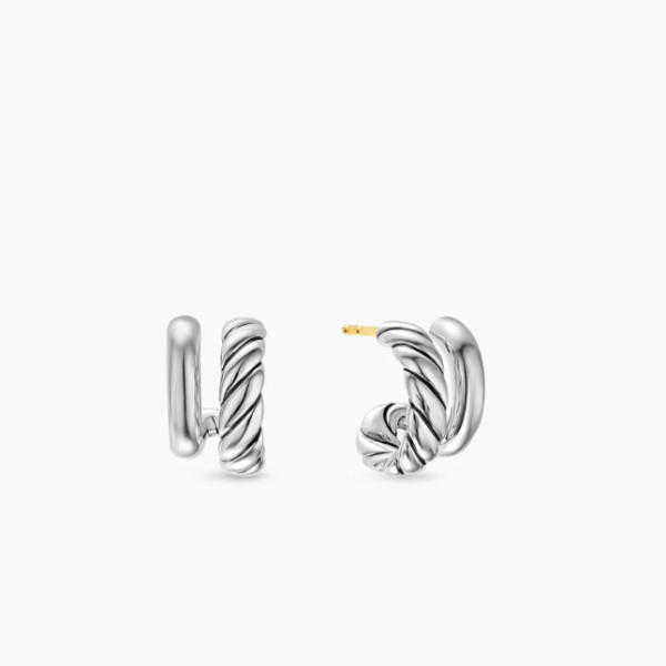 David Yurman Sterling Silver 13.5mm Double Hoop Embrace Earrings