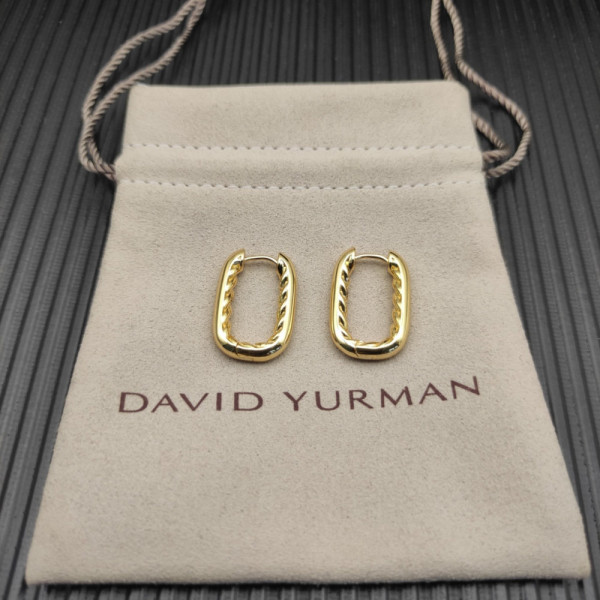 David Yurman Gold 24.3&Atilde;15.9mm Smooth Hoop Earrings