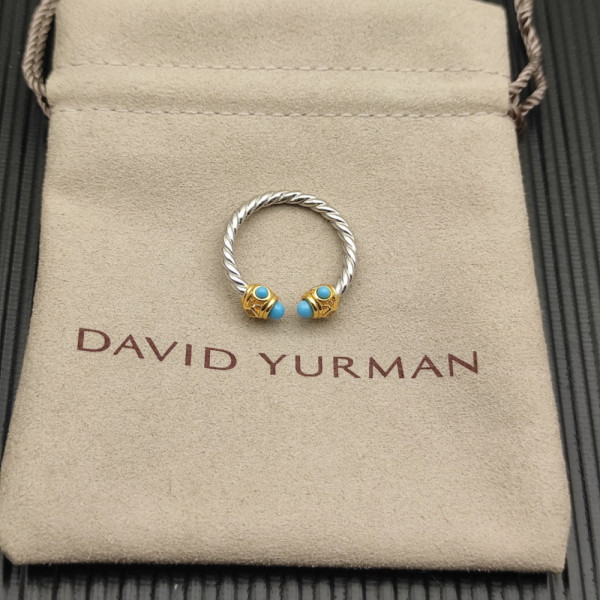 David Yurman 2.3mm Gold and Silver Renaissance Turquoise Pav&Atilde;&copy; Diamond Ring