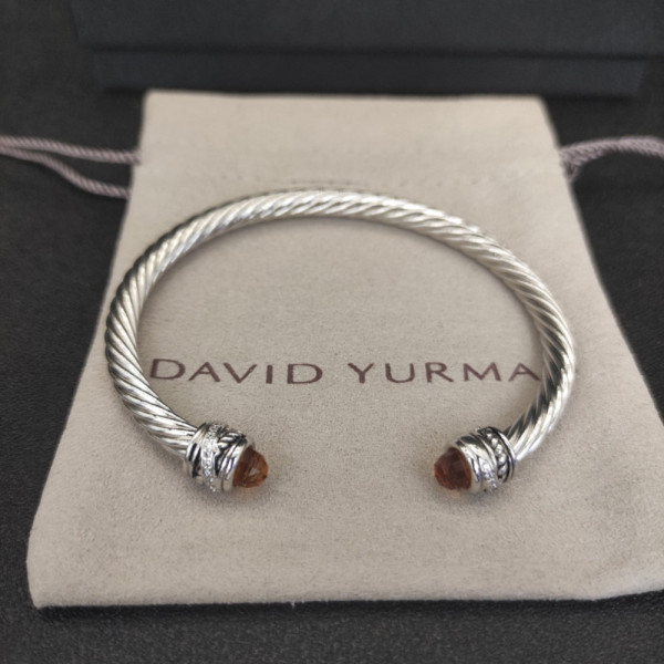 David Yurman 5mm Cable Classics Rotating Champagne Diamond Cuff Bracelet