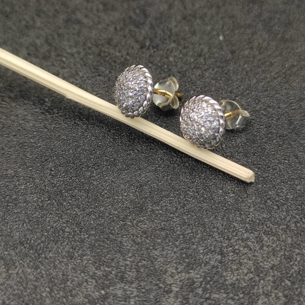 David Yurman 8.6mm Round Silver Pav&Atilde;&copy; Diamond Stud Earrings
