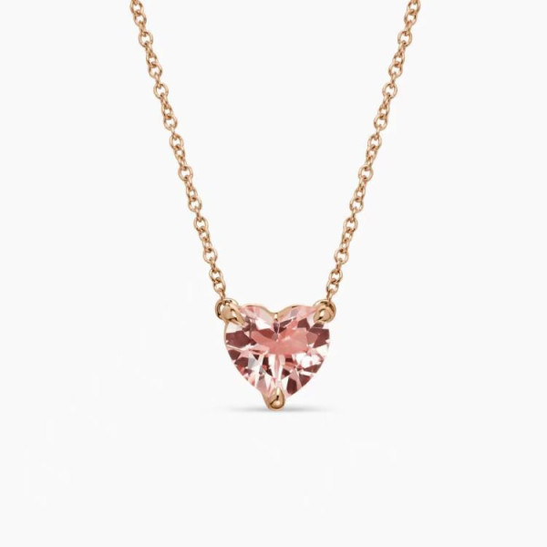 David Yurman 8mm Morganite Heart Diamond Pendant Necklace