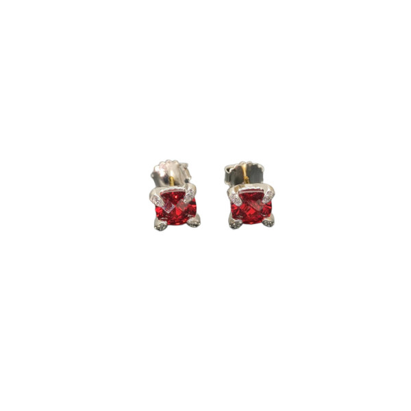David Yurman 8mm Four-Prong Red Diamond Stud Earrings