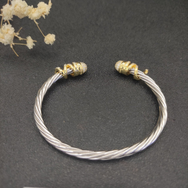 David Yurman 4mm Twisted Cable Pav&Atilde;&copy; Diamond Cuff Bracelet