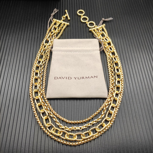 David Yurman Gold 29mm Multi-Row Chain Necklace