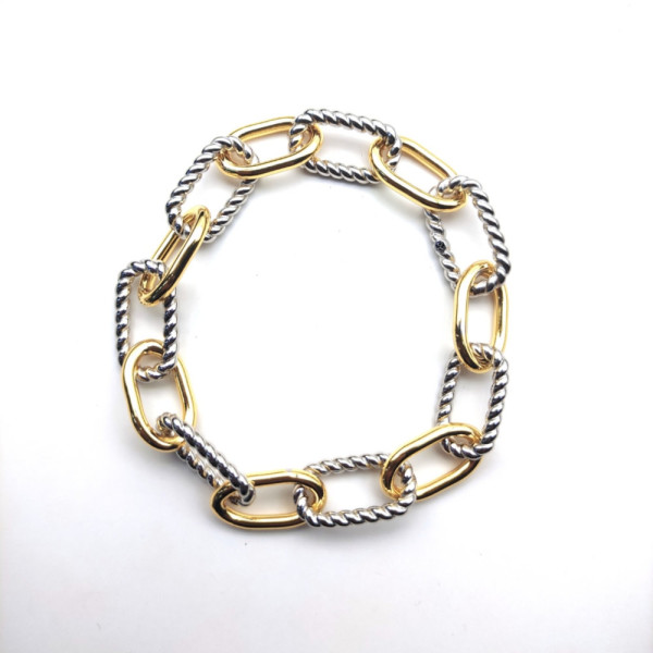 David Yurman Madison Chain Multi-Ring Gold and Silver Bracelet, Length 21cm