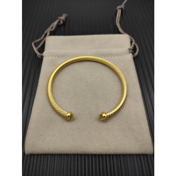 David Yurman 4mm Gold Yellow Diamond Bangle Bracelet