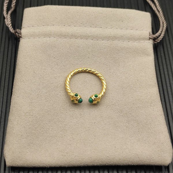 David Yurman 2.3mm Gold Renaissance Peacock Green Pav&Atilde;&copy; Diamond Ring