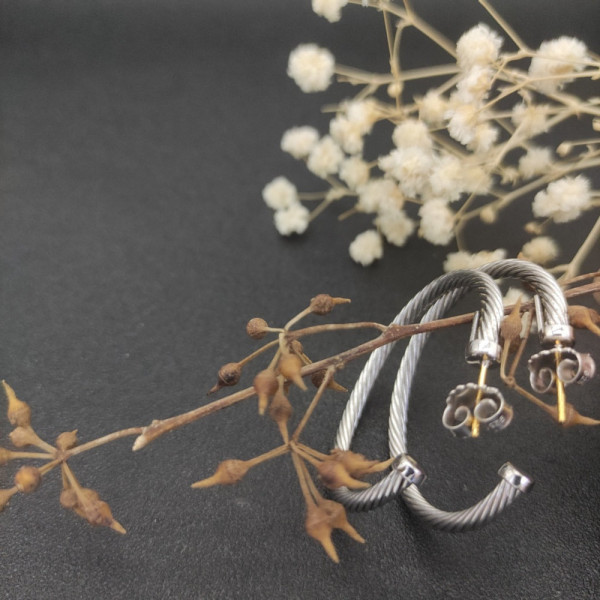 David Yurman Silver Large Cable Hoop Earrings