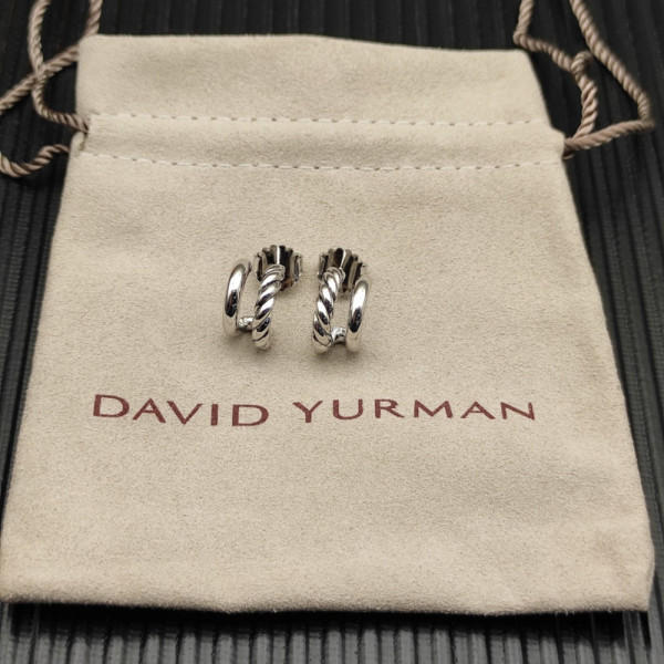 David Yurman Sterling Silver 13.5mm Double Hoop Embrace Earrings