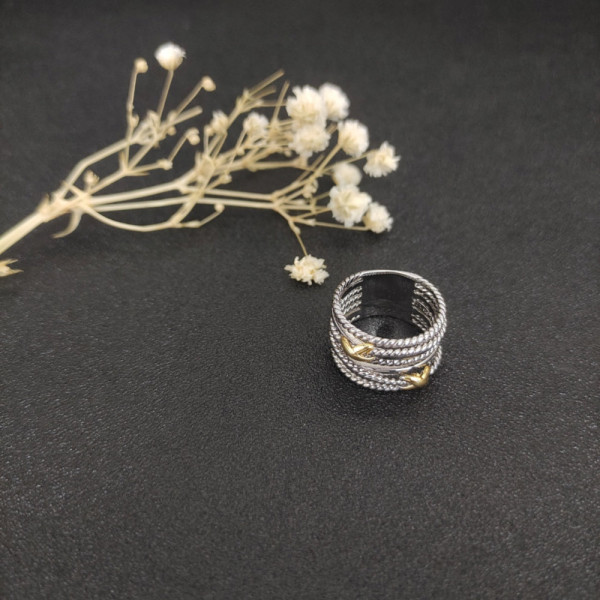 David Yurman Gold and Silver Double X Ring