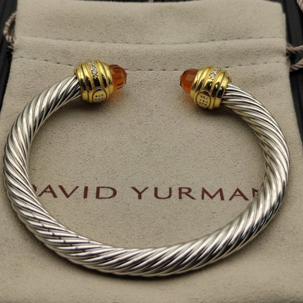 David Yurman 7mm Gold Champagne Diamond Head Gemstone Bracelet, Fits Wrist Sizes 16&acirc;20cm