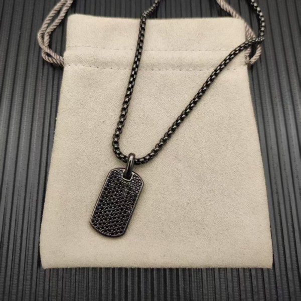David Yurman Black and Gold Pav&Atilde;&copy; Black Diamond Logo Necklace