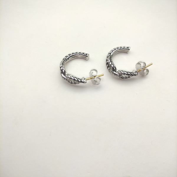 David Yurman Silver Cable Twist Crossover Diamond Earrings