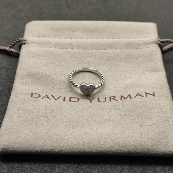 David Yurman Silver Pav&Atilde;&copy; Diamond Heart Ring