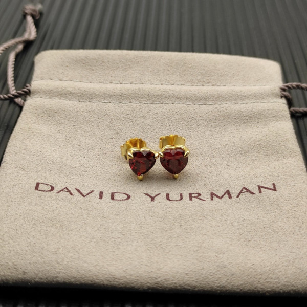 David Yurman 8mm Ruby Heart Stud Earrings