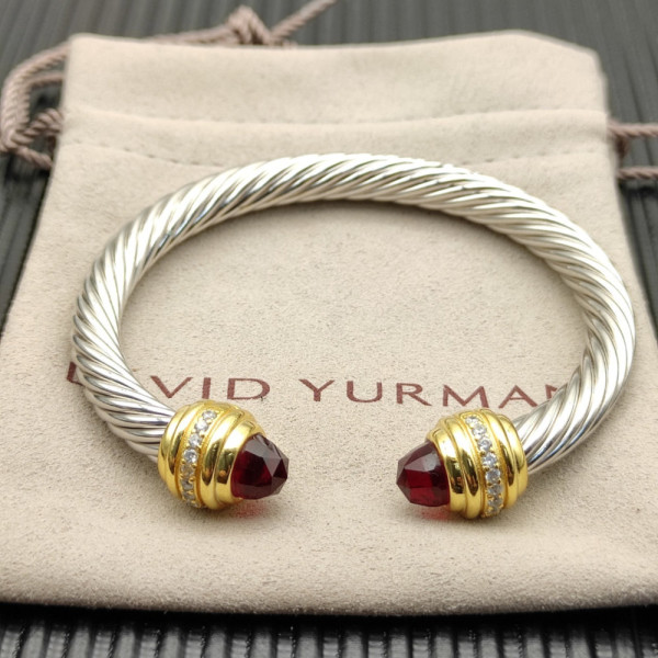 David Yurman 7mm Gold Red Diamond Head Gemstone Bracelet, Fits Wrist Sizes 16&acirc;20cm