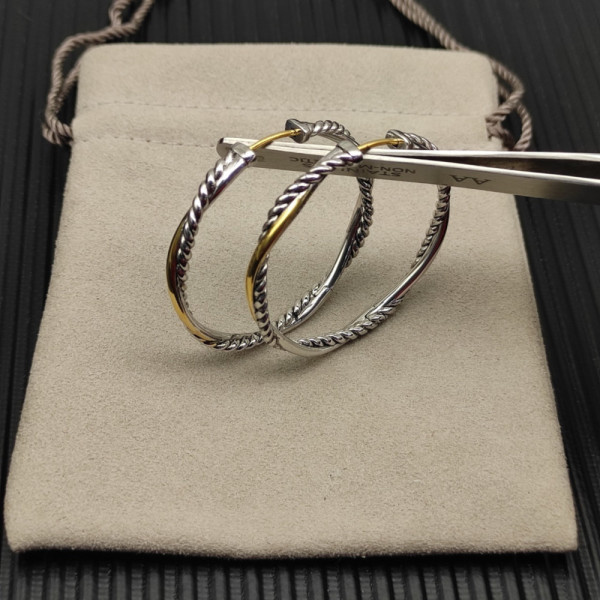 David Yurman Gold and Silver 42mm Infinity Hoop Earrings