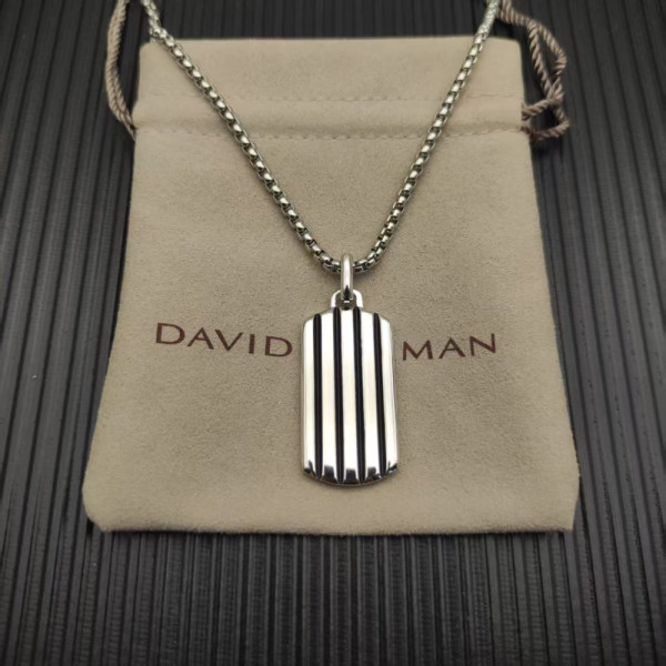 David Yurman Sterling Silver Streamlined Rectangular Tag Necklace