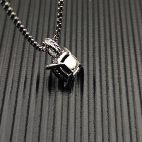 David Yurman Sterling Silver 11mm Four-Prong Black Diamond Necklace