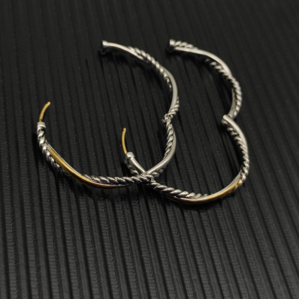 David Yurman Gold and Silver 42mm Infinity Hoop Earrings