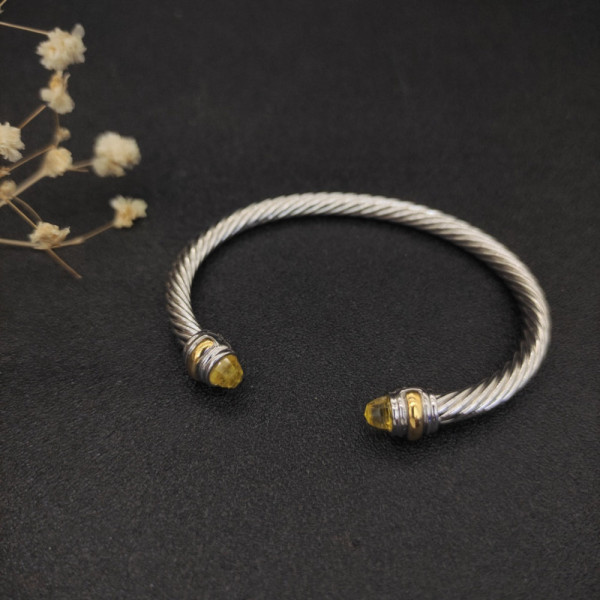 David Yurman 5mm Double End Cap Yellow Diamond Cable Bracelet