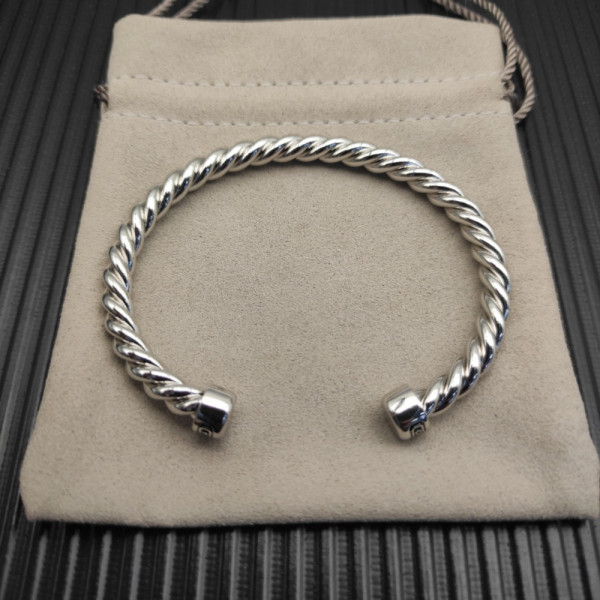 David Yurman 6mm Sterling Silver Black Onyx Cable Cuff Bracelet