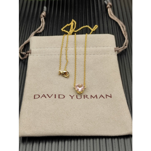 David Yurman 8mm Morganite Heart Diamond Pendant Necklace